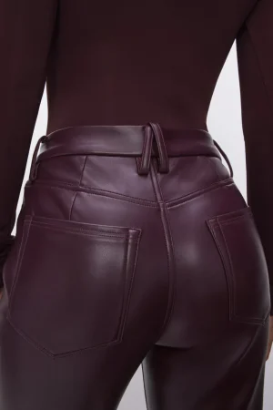 Good American Pants<GOOD ICON FAUX LEATHER PANTS Malbec003