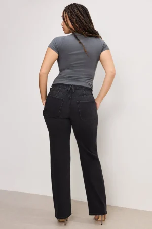 Good American Straight<GOOD ICON STRAIGHT CARPENTER JEANS Black354
