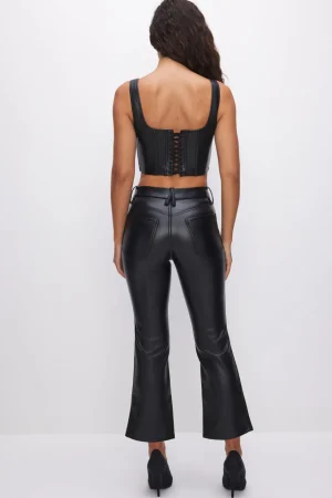 Good American Pants<GOOD LEGS CROPPED MINI BOOT FAUX LEATHER PANTS Black001