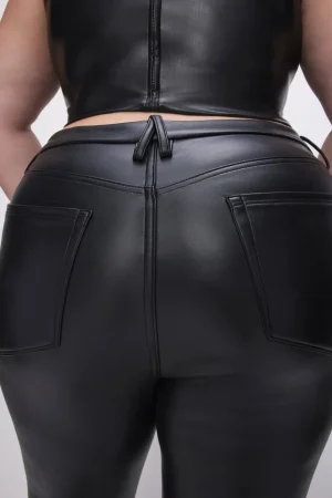 Good American Pants<GOOD LEGS FLARE FAUX LEATHER PANTS Black001
