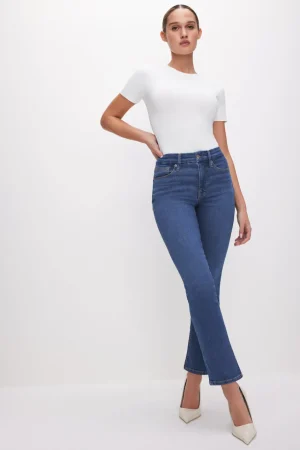 Good American Straight | Mid-Rise<GOOD LEGS STRAIGHT JEANS Blue007