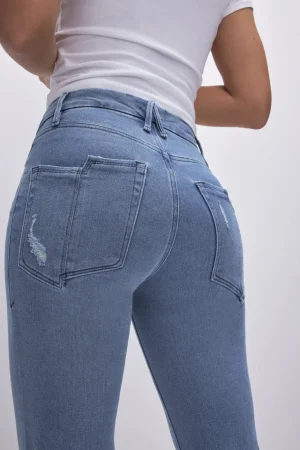 Good American Straight | High-Rise<GOOD LEGS STRAIGHT JEANS Blue449