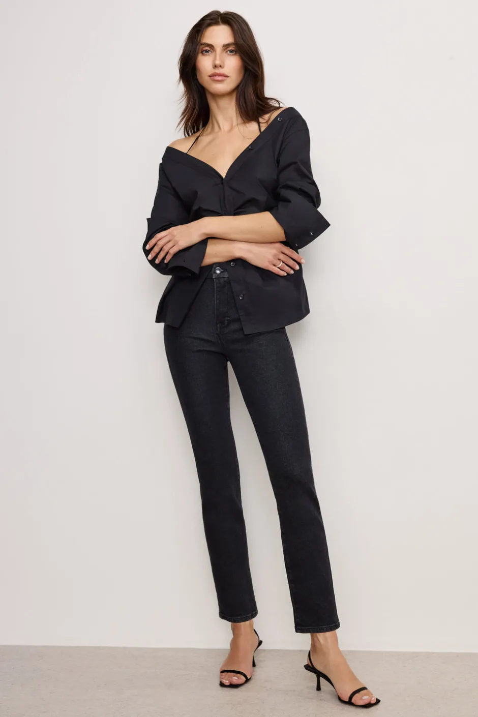 Good American Straight | High-Rise<GOOD LEGS STRAIGHT JEANS Black184