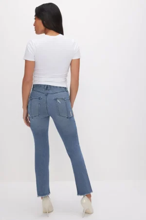 Good American Straight<GOOD PETITE STRAIGHT JEANS Blue449