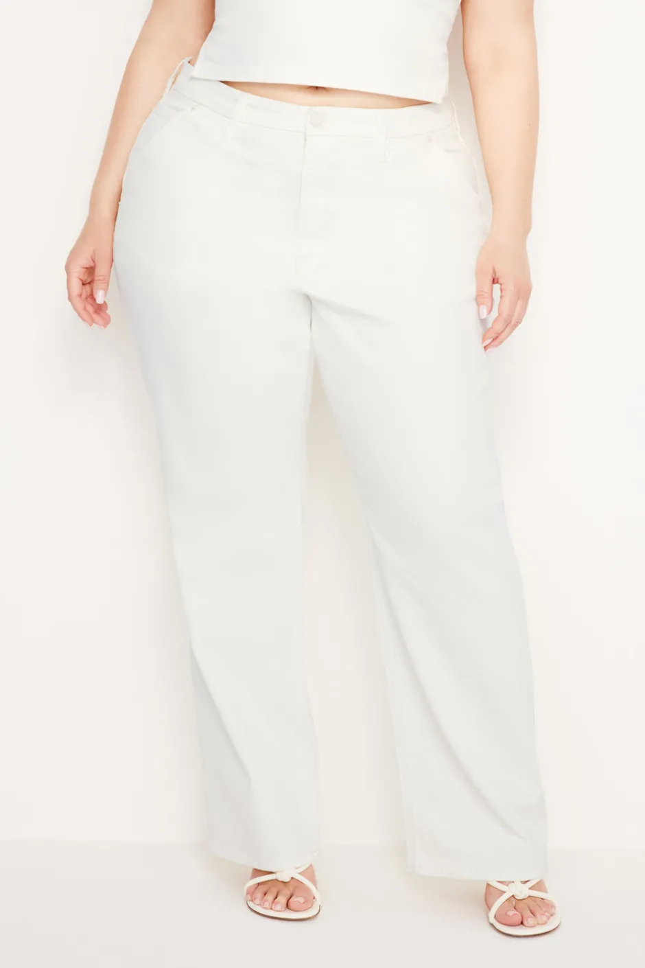Good American Straight<GOOD ’90S CARPENTER JEANS Cloud white001
