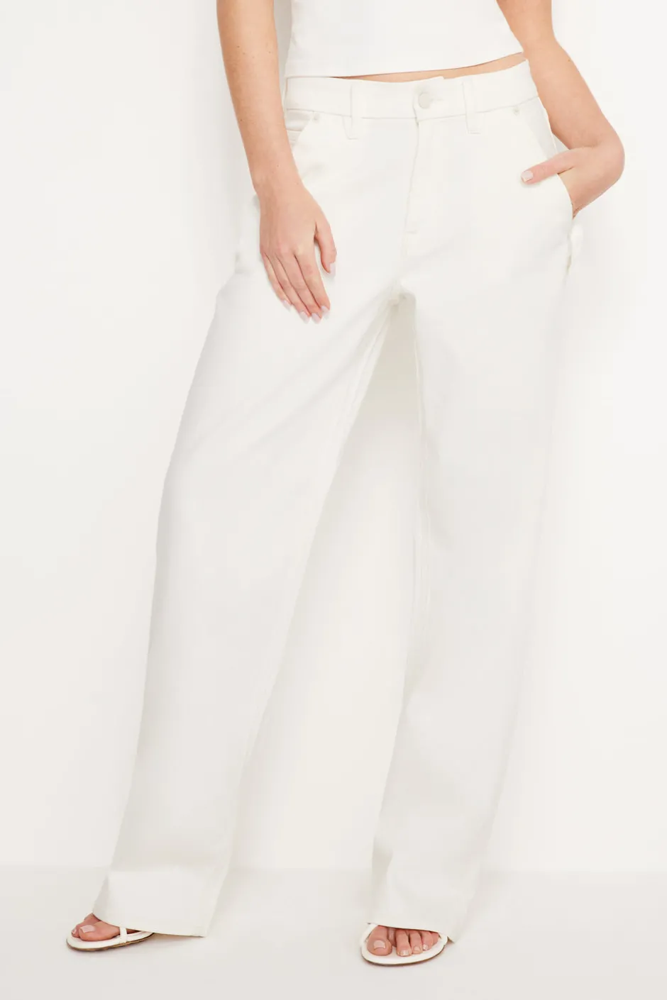 Good American Straight<GOOD ’90S CARPENTER JEANS Cloud white001