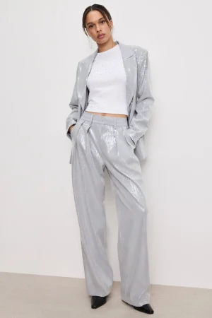 Good American Pants<GOOD ’90s SEQUIN TROUSERS Heather grey001