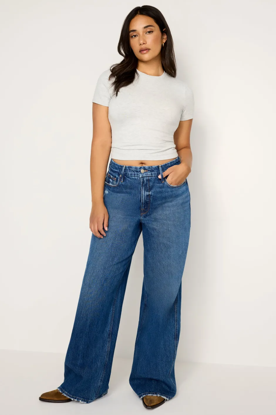 Good American Wide Leg<GOOD SKATE WIDE JEANS Indigo713