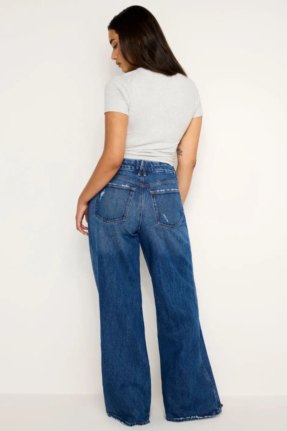 Good American Wide Leg<GOOD SKATE WIDE JEANS Indigo713