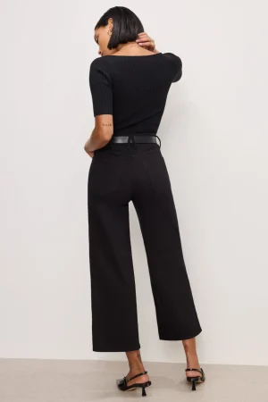 Good American Relaxed | Wide Leg<GOOD WAIST CROPPED PALAZZO NEVER FADE JEANS Black001