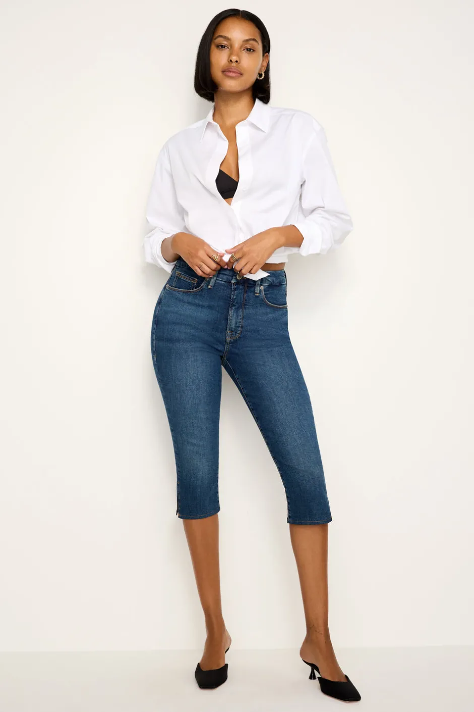 Good American Cropped Denim<GOOD CAPRI Blue004