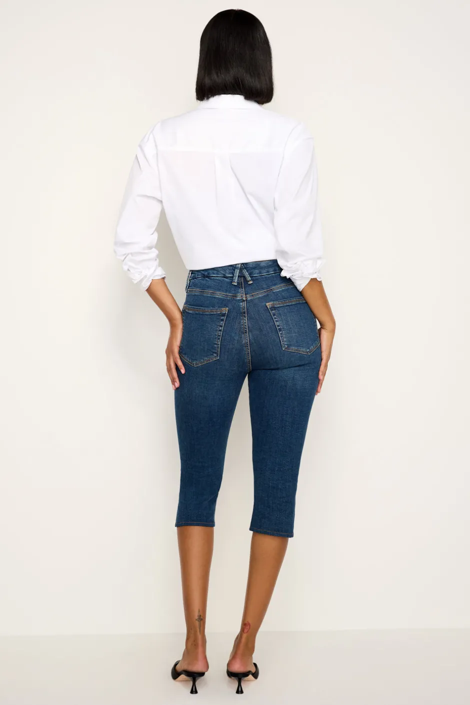 Good American Cropped Denim<GOOD CAPRI Blue004