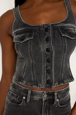 Good American Tops<JEANIUS BUSTIER VEST Black322