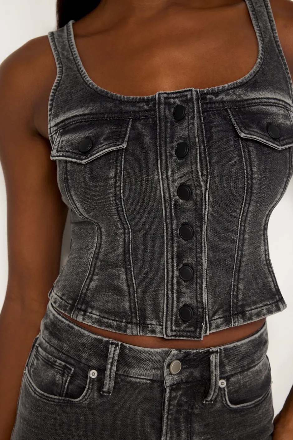Good American Tops<JEANIUS BUSTIER VEST Black322