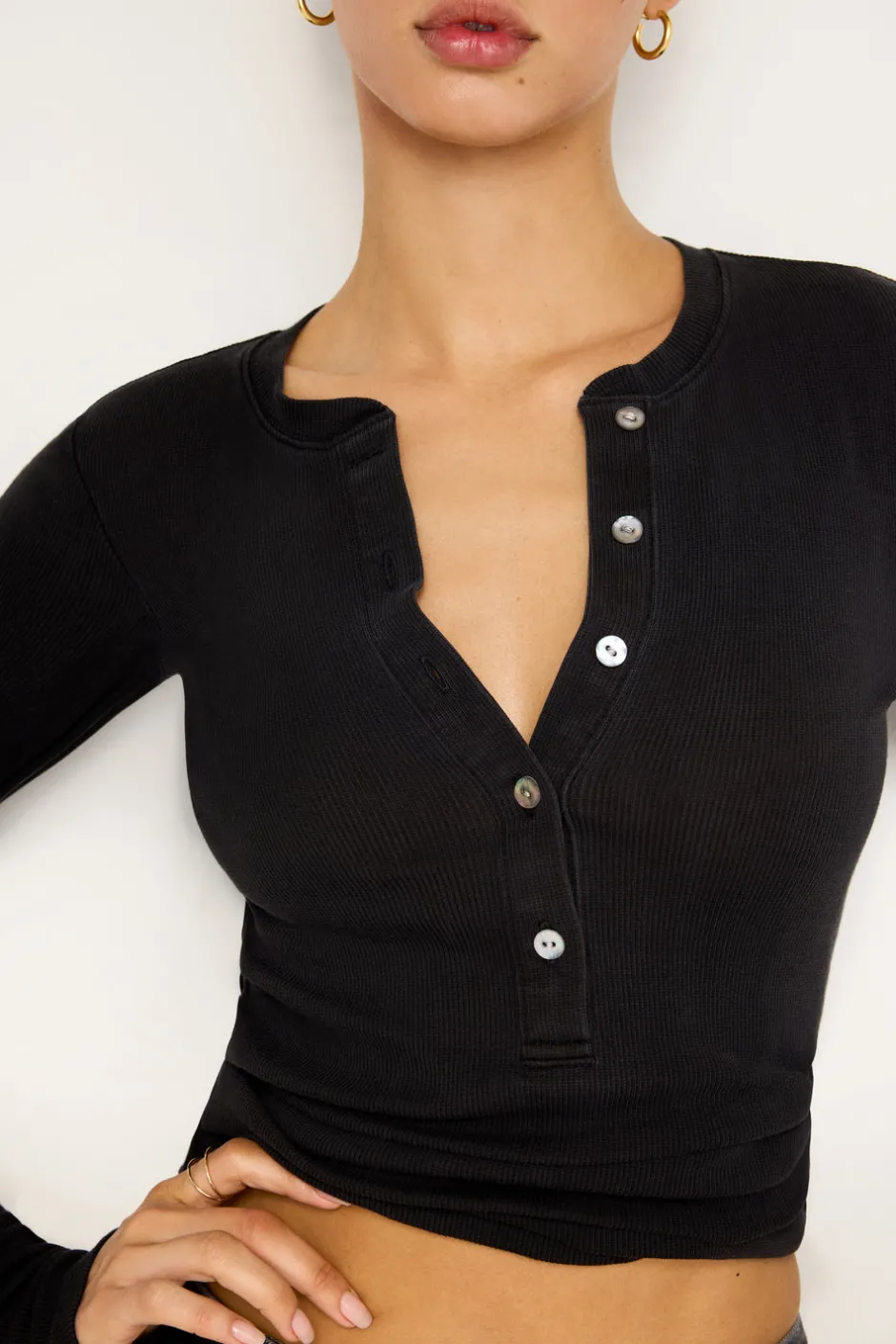 Good American Tops<JEANIUS FITTED LS HENLEY Black001