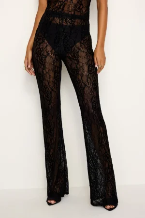 Good American Pants<LACE FLARE LEGGING Black001