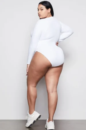 Good American Bodysuits<MICRO RIB COTTON BODYSUIT White001