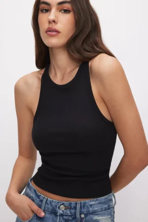 Good American Tops | Tees & Tanks<MICRO RIB CREWNECK TANK Black001
