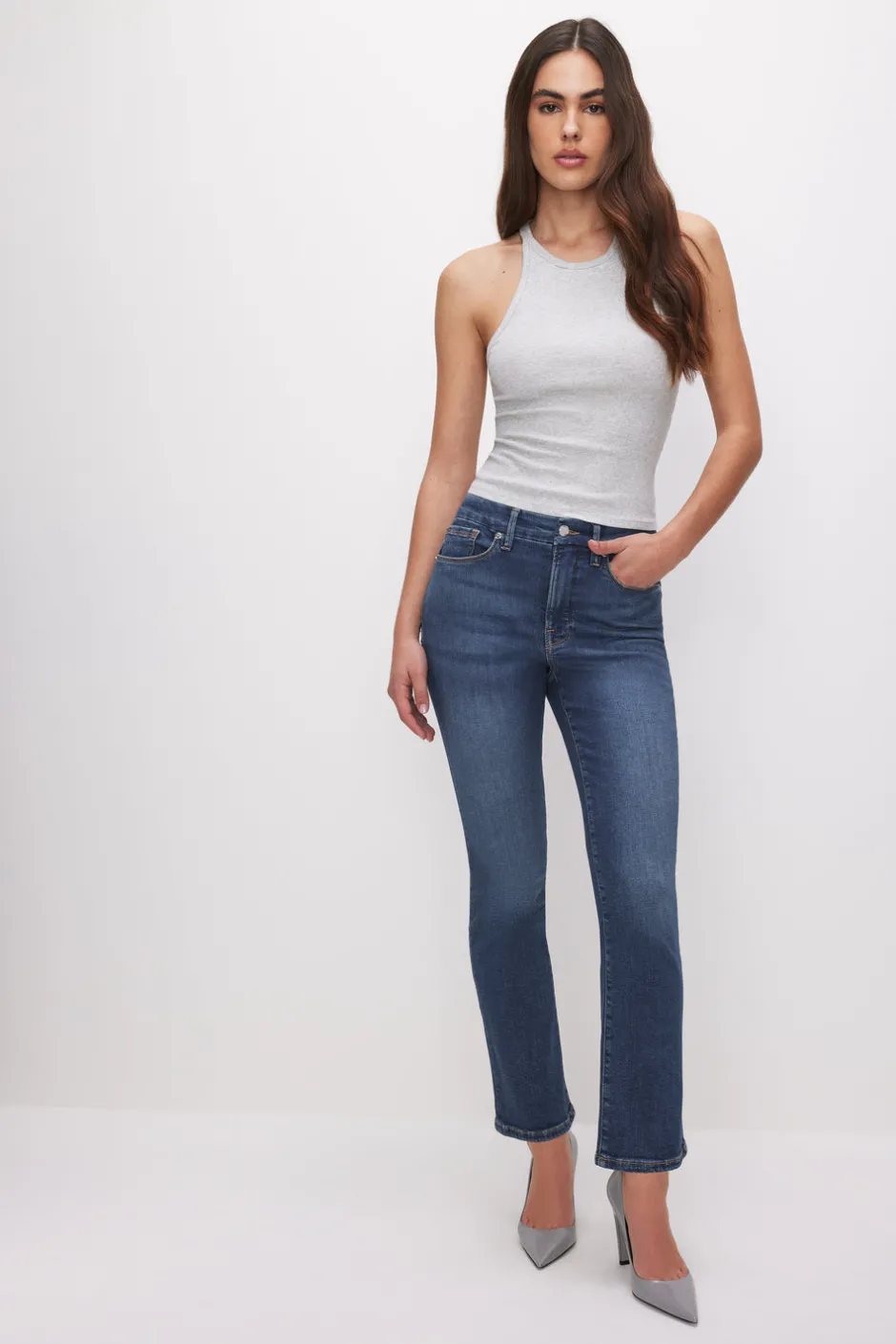 Good American Tops | Tees & Tanks<MICRO RIB CREWNECK TANK Heather grey001