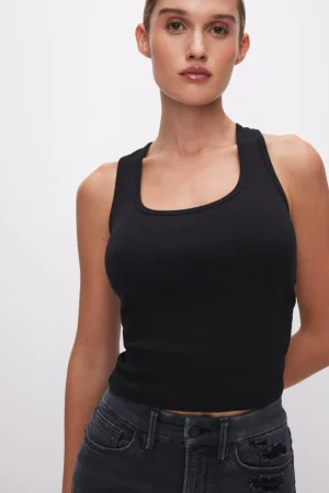 Good American Tops | Tees & Tanks<MICRO RIB TANK TOP Black001