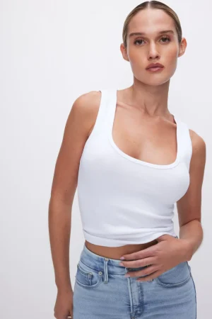 Good American Tops | Tees & Tanks<MICRO RIB TANK TOP White001