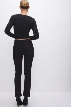 Good American Straight | Mid-Rise<NEVER FADES GOOD LEGS STRAIGHT JEANS Black001
