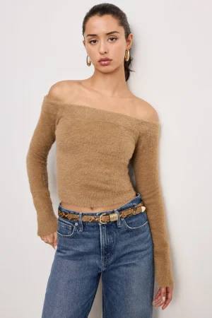 Good American Tops<OFF SHOULDER PLUSH TOP Warm caramel003
