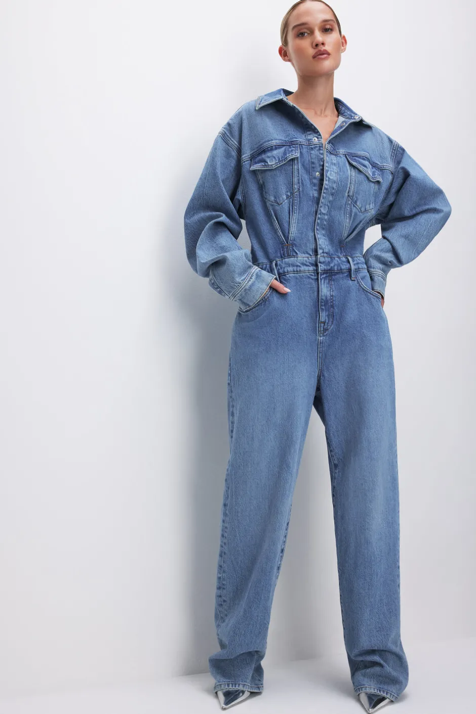 Good American Relaxed | Jumpsuits<OVERSIZED DENIM JUMPSUIT Indigo599