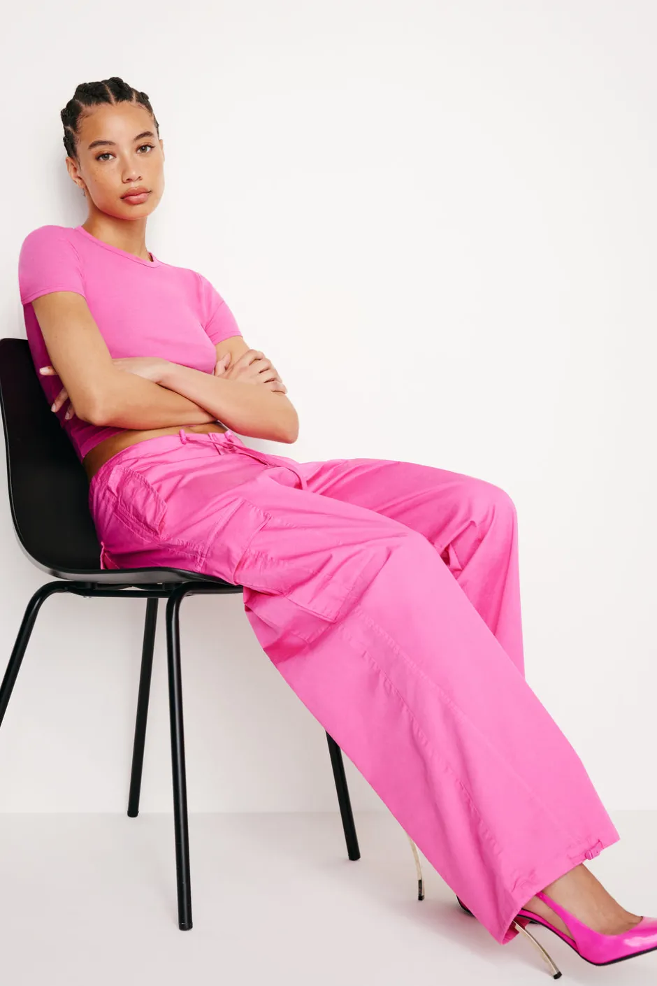 Good American Pants<PARACHUTE PANTS Malibu pink002