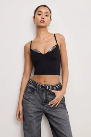Good American Tops<PONTE EMBELLISHED TOP Black001
