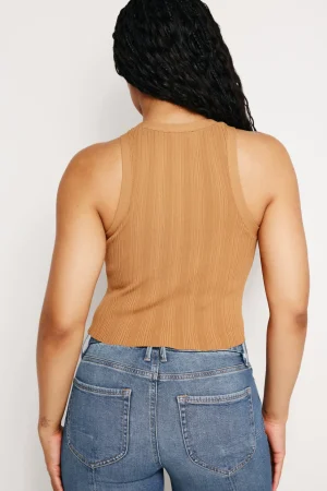 Good American Tops | Tees & Tanks<RIBBED KNIT CROPPED TANK TOP Canyon003