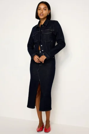 Good American Shorts & Skirts<RINSED DENIM MIDI SKIRT Indigo716