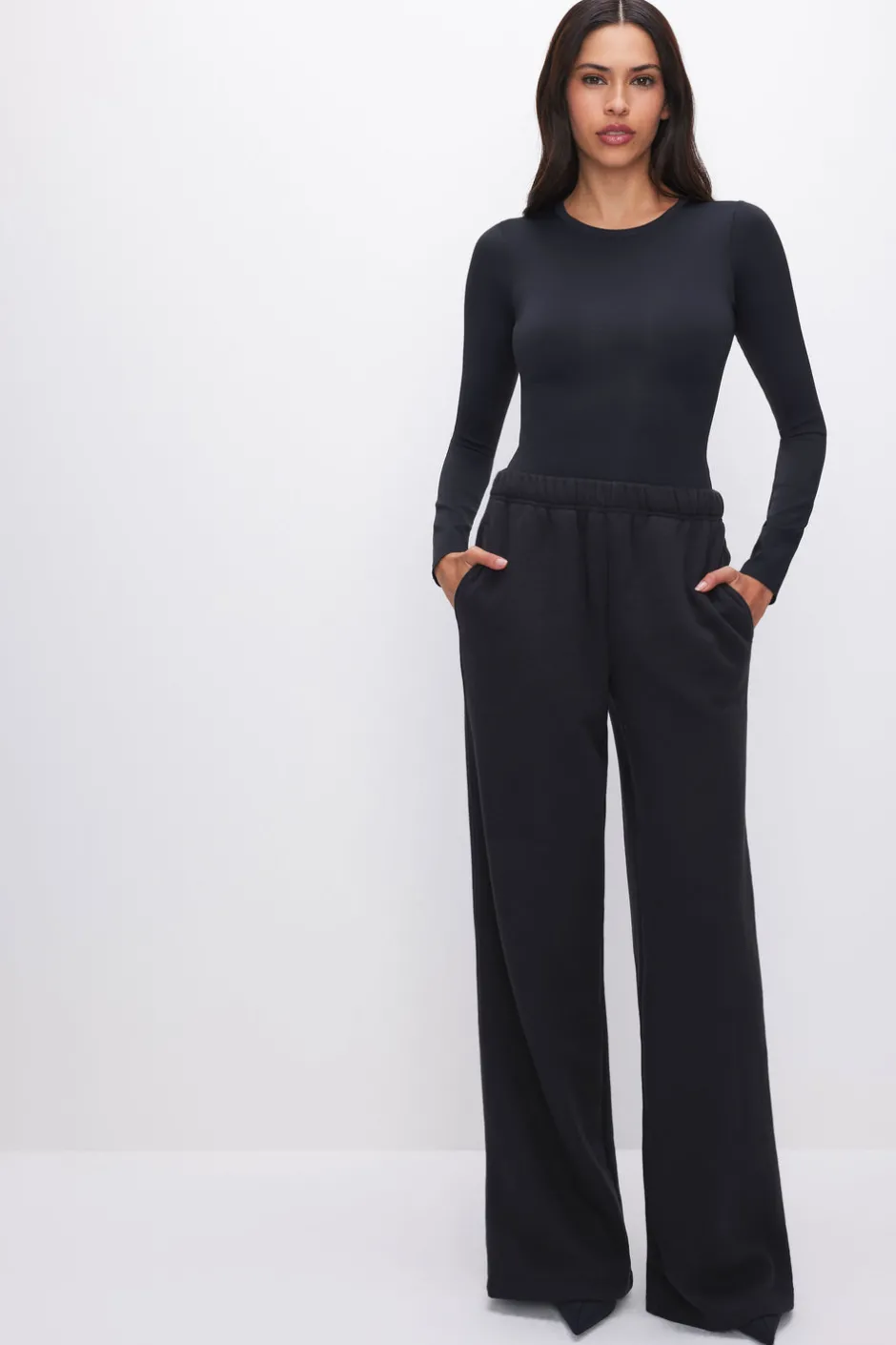 Good American Bodysuits<SCUBA CREWNECK BODYSUIT Black001