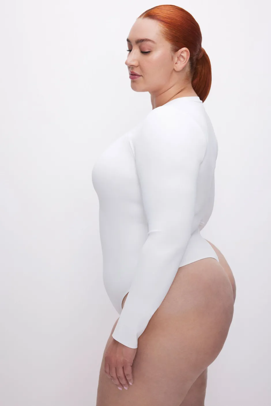 Good American Bodysuits<SCUBA CREWNECK BODYSUIT White001