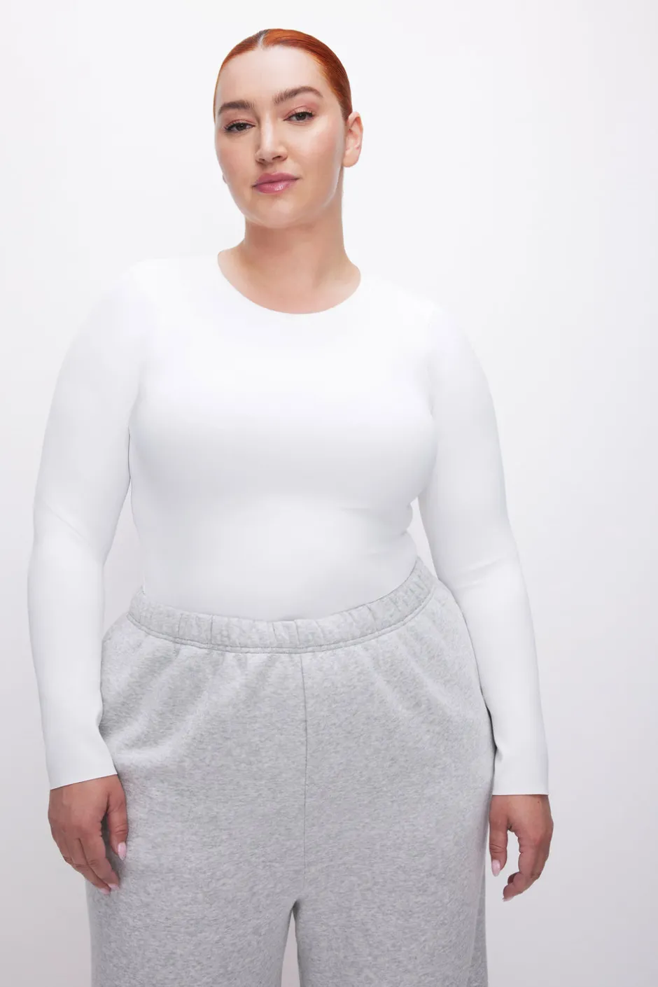 Good American Bodysuits<SCUBA CREWNECK BODYSUIT White001