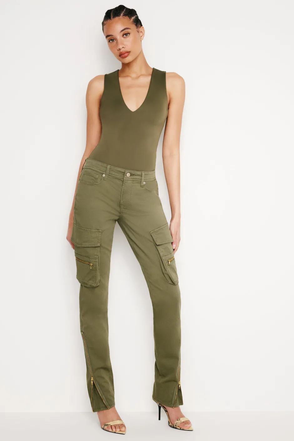 Good American Bodysuits<SCUBA DEEP V TANK BODYSUIT Fatigue001