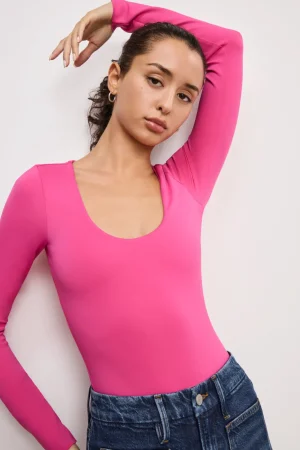 Good American Tops | Bodysuits<SCUBA SCOOP NECK BODYSUIT Ballerina pink004