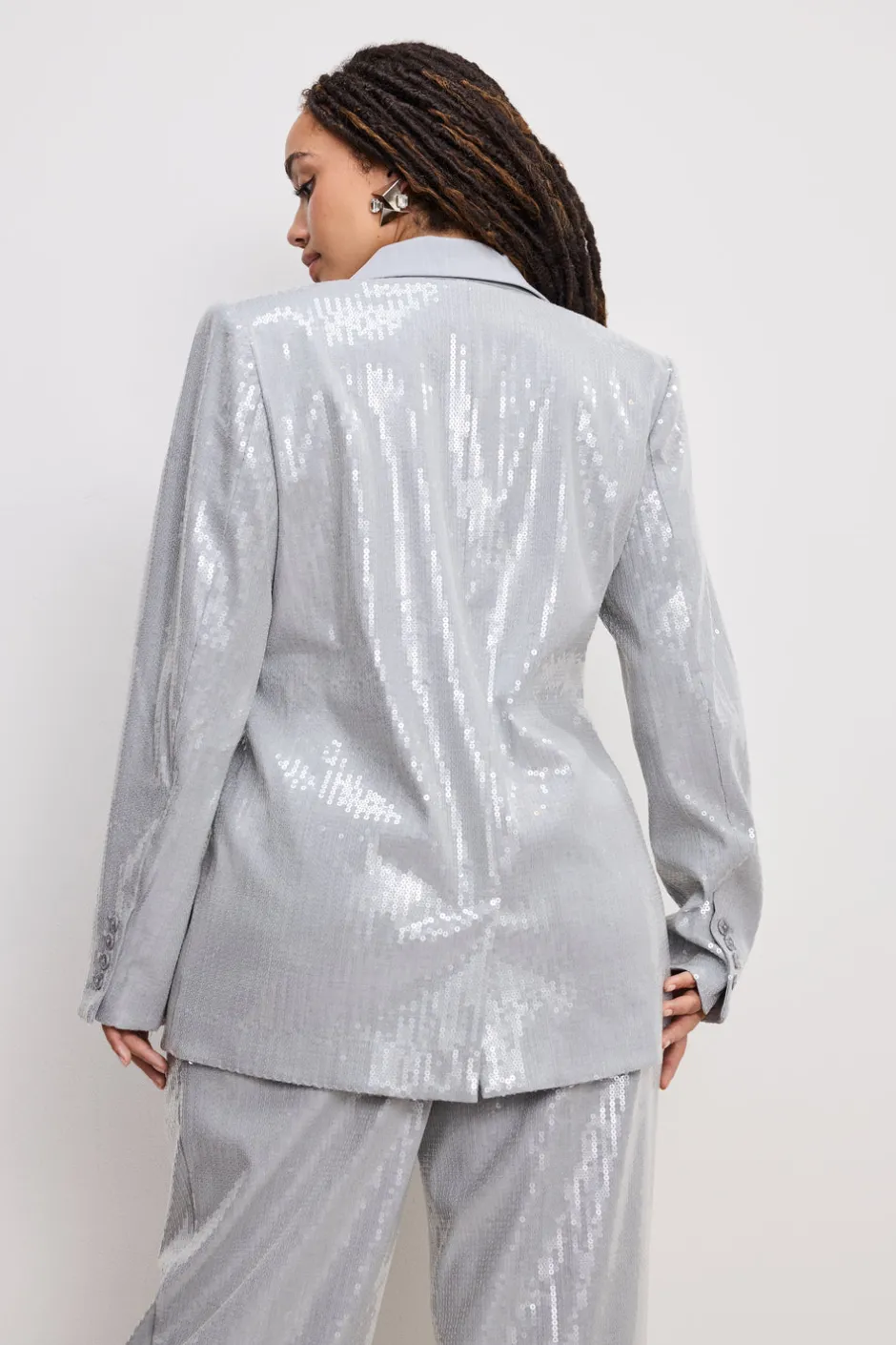 Good American Outerwear | Blazers<SEQUIN OVERSIZED BLAZER Heather grey001
