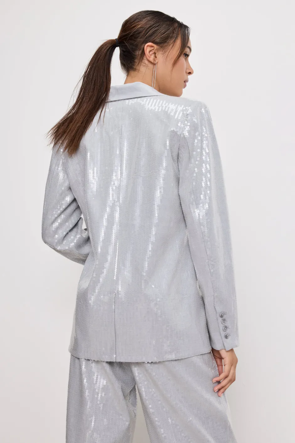 Good American Outerwear | Blazers<SEQUIN OVERSIZED BLAZER Heather grey001