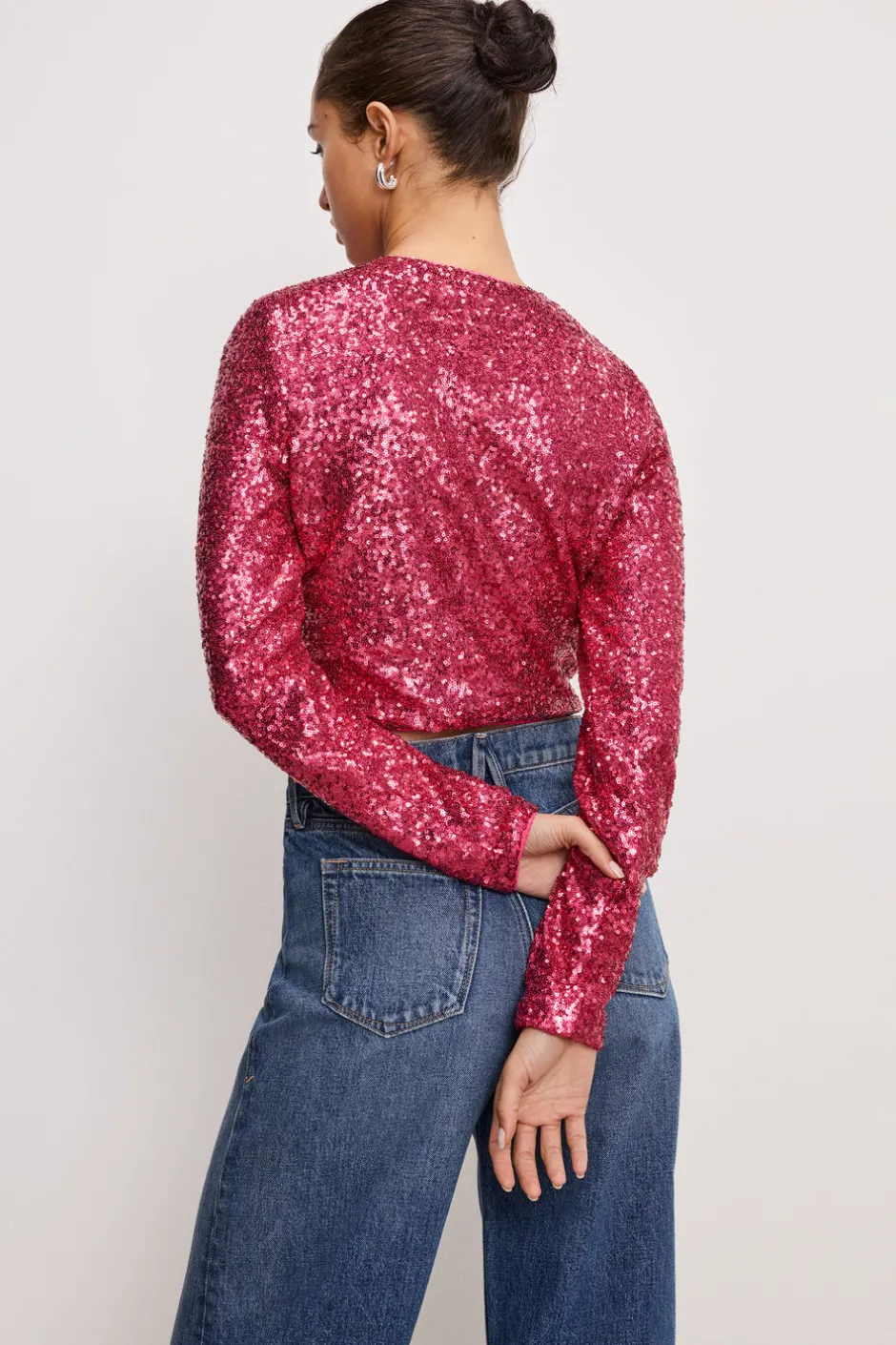 Good American Tops | Sweaters<SEQUIN CARDIGAN Ballerina pink004
