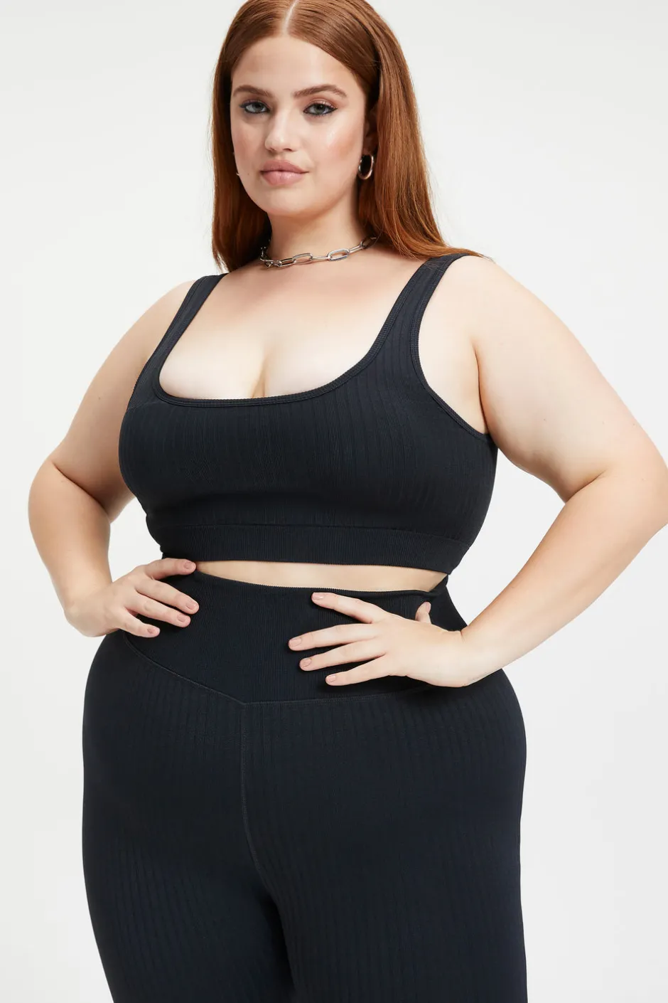 Good American Tops<SHINE RIBBED BRALETTE Black001