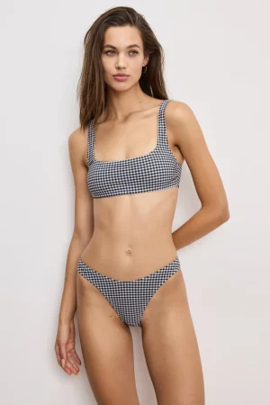 Good American Swim<SQUARE NECK BIKINI TOP Black gingham007