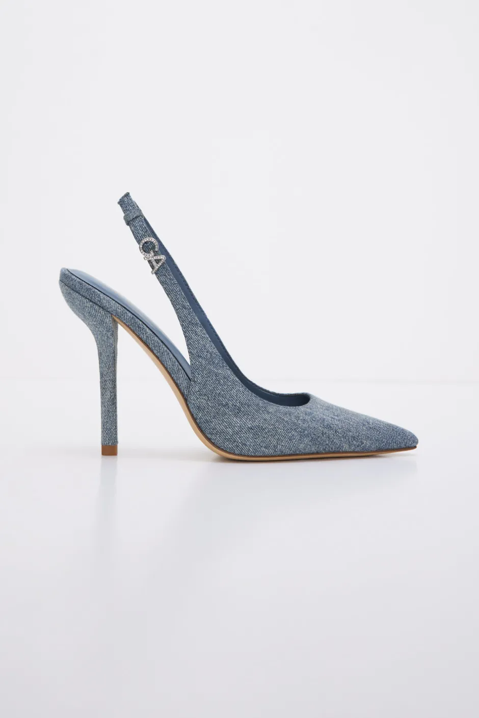 Good American Shoes<STILETTO SLINGBACK HEELS Blue denim002