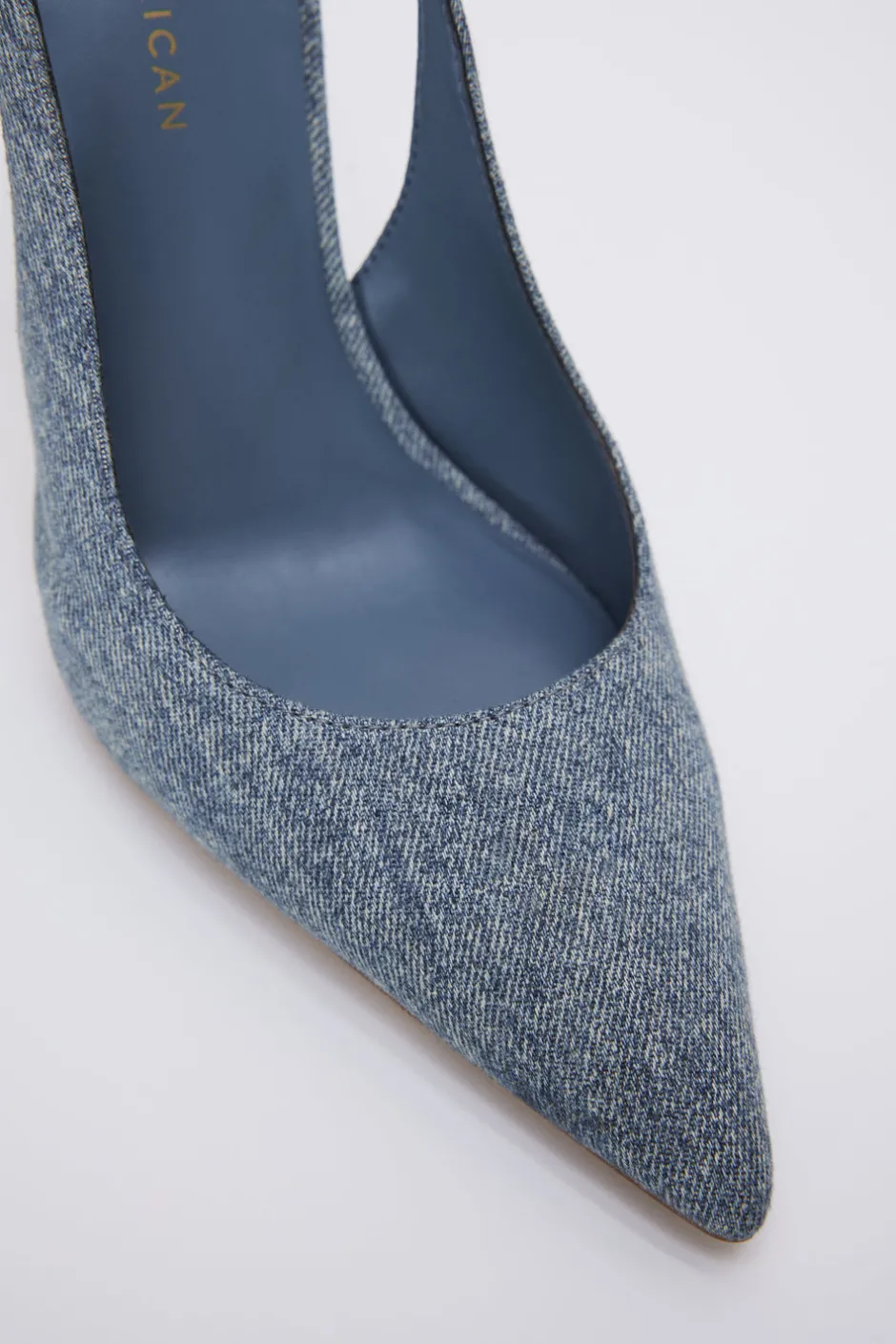 Good American Shoes<STILETTO SLINGBACK HEELS Blue denim002