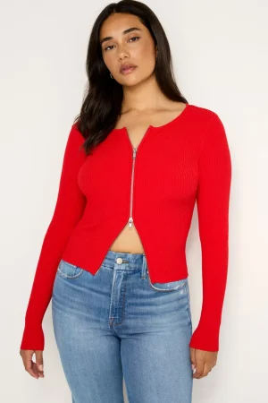 Good American Tops | Sweaters<STRETCH RIB KNIT SWEATER Grenadine003