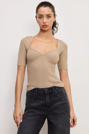Good American Tops<STRETCH RIB KNIT TOP Mineral001