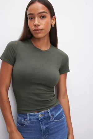 Good American Tops | Tees & Tanks<SUPER STRETCH BABY TEE Fatigue001