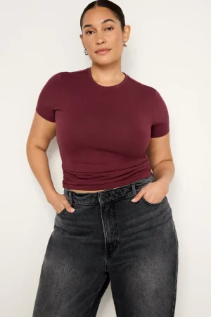 Good American Tops | Tees & Tanks<SUPER STRETCH BABY TEE Oxblood002