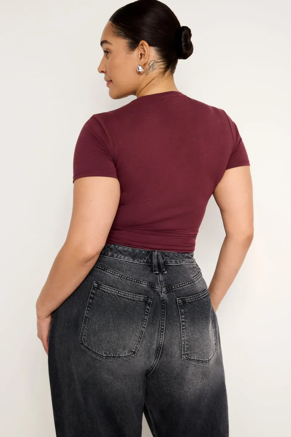 Good American Tops | Tees & Tanks<SUPER STRETCH BABY TEE Oxblood002