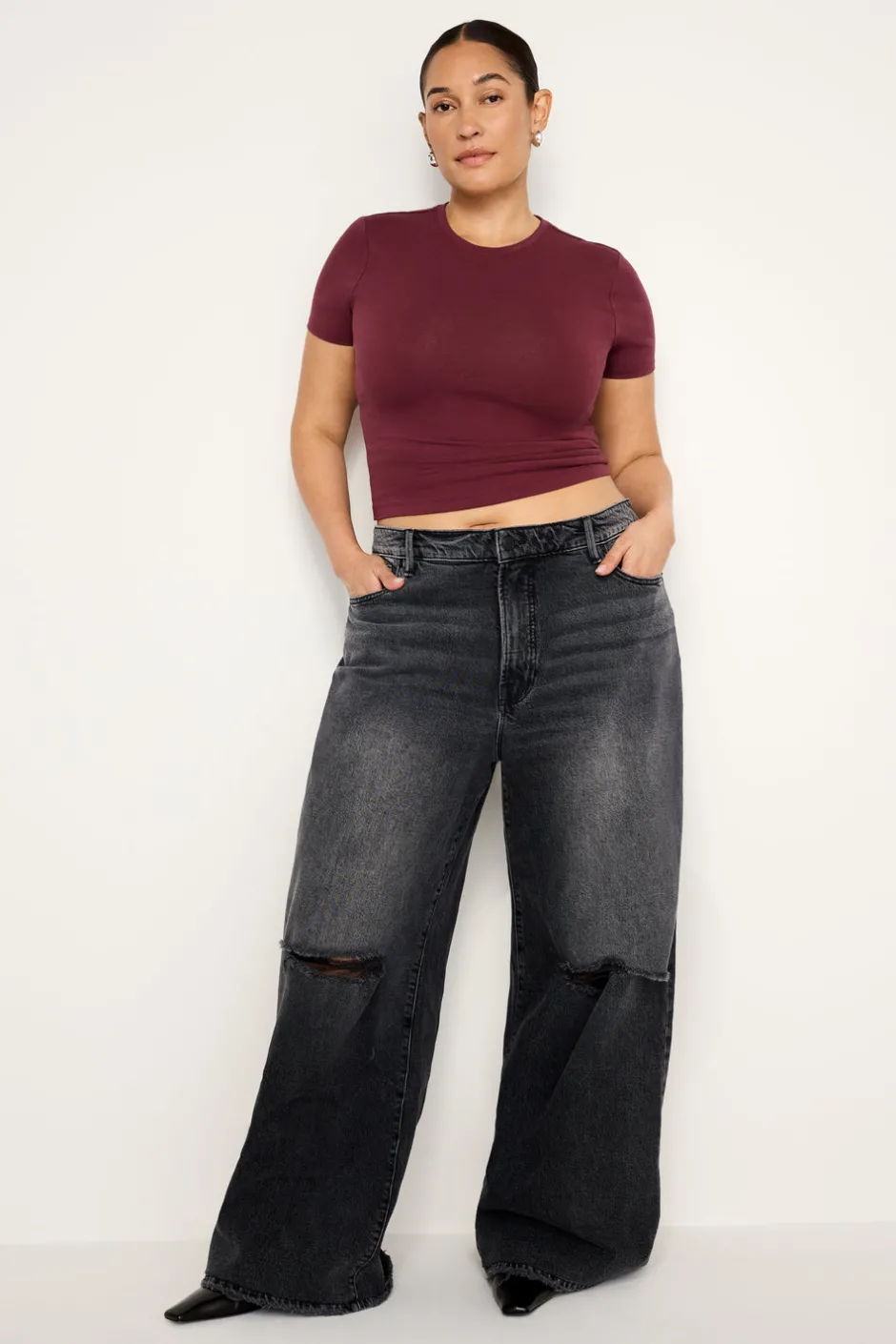 Good American Tops | Tees & Tanks<SUPER STRETCH BABY TEE Oxblood002